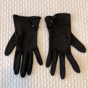 Vintage 50s or 60s nylon gloves, wrist length, KaySuede by Kayser, black